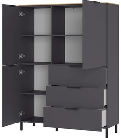 Cassettiera alta grigia in rovere 109x146 cm California - Germania