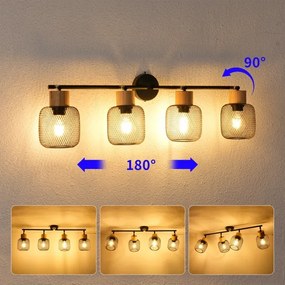 Brilagi - Faretto BASKLITE 4xE27/15W/230V legno di caucciù/nero