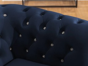 Divano angolare blu allungabile (con penisola a sinistra/a L) con rivestimento in velluto York Blik – Ropez