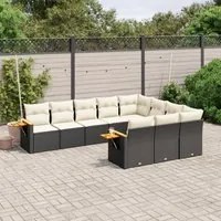 Set Divani da Giardino 10pz con Cuscini in Polyrattan Nero 3259578