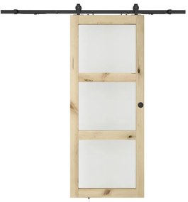 Porta scorrevole con sistema esterno muro in legno e vetro temperato 3 finestre H205 x L93 cm  - ACOSTA II