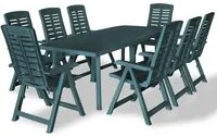 Set da Pranzo da Giardino 9 pz in Plastica Verde cod mxl 34814