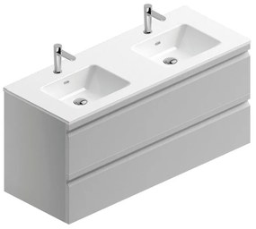 Mobile sottolavabo e lavabo Pull grigio artico opaco in mdf L 120 x H 56 x P 46 cm 1 vasca 2 cassetti