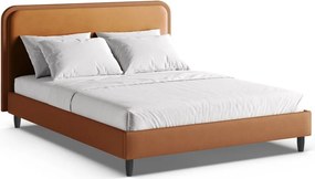 Letto matrimoniale imbottito arancione con rete inclusa 180x200 cm Aveline – Micadoni