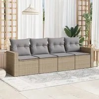 Set Divano da Giardino 4 pz con Cuscini Beige in Polyrattan 3218669