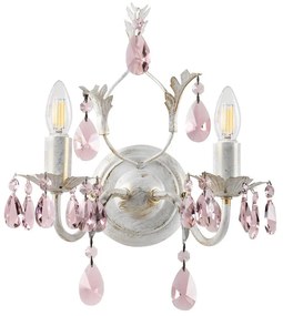 Applique APPLIQUE KATE AVORIO 2 LUCI GOCCE ROSA bianco 2X E14