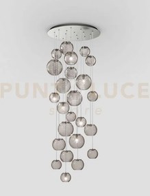 Oto sospensione r60 fume' rigato nickel satinato 10 luci attacco g9