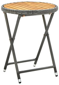 Set da bistrò 3 pz con cuscini grigio polyrattan acacia