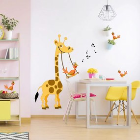 Adesivo da parete - Giraffa sull´altalena | Inspio