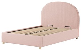 Letto matrimoniale imbottito rosa con contenitore con rete inclusa 140x200 cm Moon – Vipack