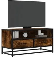 Mobile TV Rovere Fumo 80x34,5x40 cm Legno Multistrato e Metallo 848811