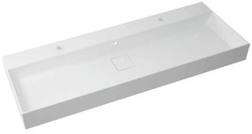 Lavabo a incasso rettangolare vasca centrale Neo L 135 x H 15 x P 49 cm in resina bianco lucido
