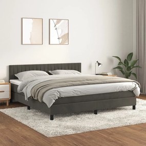 Giroletto A Molle Con Materasso Grigio Scuro 160x200 Cm Velluto /