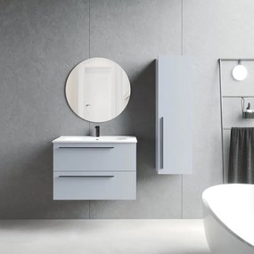 Mobile da bagno sotto lavabo VISOBATH Mia grigio perla laccato opaco L 80 x H 55 x P 45 cm 2 cassetti, lavabo posizionabile centralmente non incluso