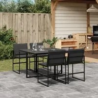 Set da Pranzo da Giardino con Cuscini Nero in Textilene 3295073