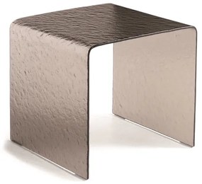Tavolino salotto in vetro temperato effetto martellato bronzo - PLINIO