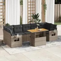 Set Divano da Giardino 8 pz con Cuscini Grigio in Polyrattan 3327126