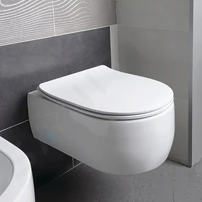Copriwater Flo Slim a d originale per serie sanitari con chiusura rallentata sganciabile in resina bianco