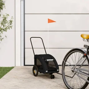 Rimorchio Da Bici Per Animali Nero Oxford E Ferro /
