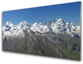 Quadro di vetro Montagne Neve Paesaggio 100x50 cm