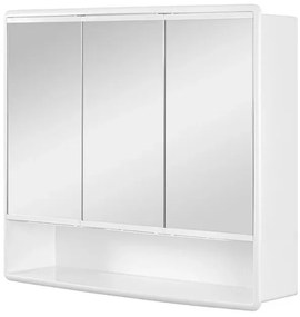 Specchio contenitore 60x50 cm bianco con 3 ante e ripiani interni