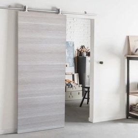 Porta scorrevole Corn in mdf grigio, L 92.5 x H 211.5 cm, con binario Ermes Reversibile