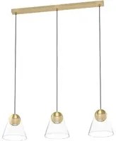 Lampadario Contemporaneo Cerasella 3 Luci Acciaio Ottone Spazzolato