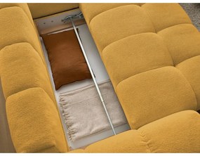 Divano angolare color senape allungabile e con contenitore (penisola a destra/a L) con rivestimento in ciniglia Everest – Bobochic Paris