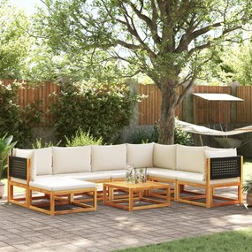 Set divano da giardino 8pz con cuscini legno massello di acacia