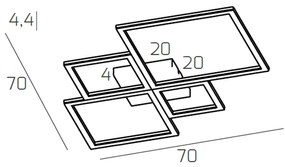 Plafoniera Moderna Quadrata Four Squares Alluminio Bianco Led 90W