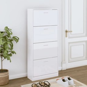 Scarpiera Bianco Lucido 63x24x147 Cm İn Legno Multistrato /