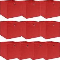 Scatole Portaoggetti 10pz Rosse 32x32x32 cm Tessuto 288363