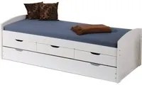 Letto singolo con letto estraibile inferiore e tre cassetti, colore bianco, cm 98 x 63 x 195