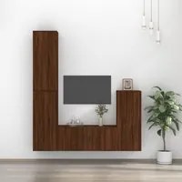 Set Mobili Porta TV 4 pz Rovere Marrone in Legno Multistrato 3188797