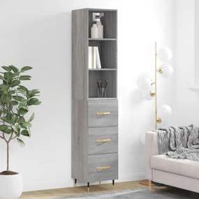 Credenza Grigio Sonoma 34,5x34x180 cm in Legno Multistrato