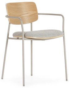 Set di sedie da pranzo grigio chiaro/di colore naturale in imbottito con braccioli Nour – MOME