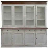 Cristalliera 4 porte shabby legno bianco invecchiato noce 205x42x205