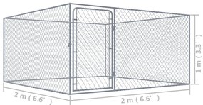 Recinto per cani da esterno in acciaio zincato 2x2x1 m