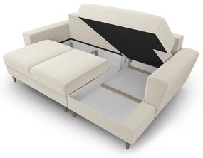 Divano angolare beige allungabile e con contenitore (con penisola a destra/con chaise lounge) con rivestimento in velluto Kyoto – Cosmopolitan Design