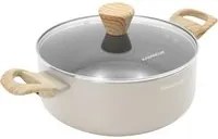 Casseruola 22 cm taupe scritta Cooking Therapy con coperchio