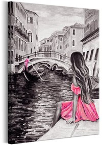 Quadro  Woman in Venice (1 Part) Vertical  Colore Rosa, Dimensioni e Misure 60x90