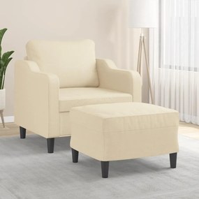 Poltrona Con Poggiapiedi Crema 60 Cm İn Tessuto /