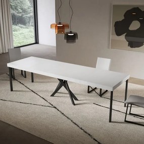 Consolle allungabile Libo Premium - Bianco frassino gambe antracite 90x40/300 cm