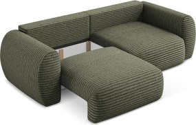 Divano verde allungabile/con contenitore con rivestimento in velluto a coste 266 cm Kini – Makamii