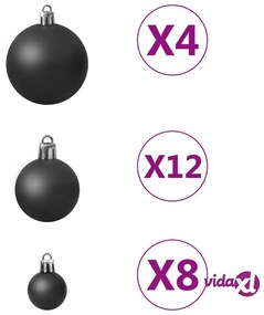 vidaXL Set Palline di Natale 100 pz Nero