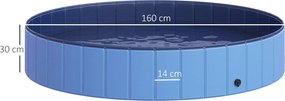 Piscina Pieghevole per Cani in PVC Azzurro Ø160x30h cm...