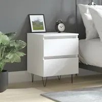 Comodino Bianco 40x35x50 cm in Legno Multistrato 826876