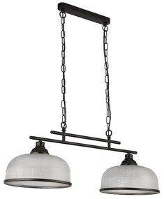 Lampadario Rustico-Country Highworth Acciaio Nero Vetro Trasparente 2 Luci E27