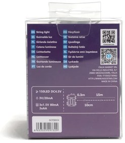 Aigostar -Catena LED natalizia da esterno 150xLED/8 funzioni 3xAA 15,3m IP44 bianco caldo