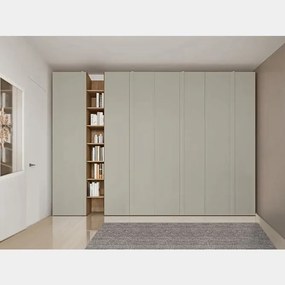 Armadio con maniglia a tutta altezza con ante battenti e libreria disponibile in 2 misure